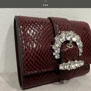 NWT Jimmy Choo wallet burgundy color  Swarovski crystals